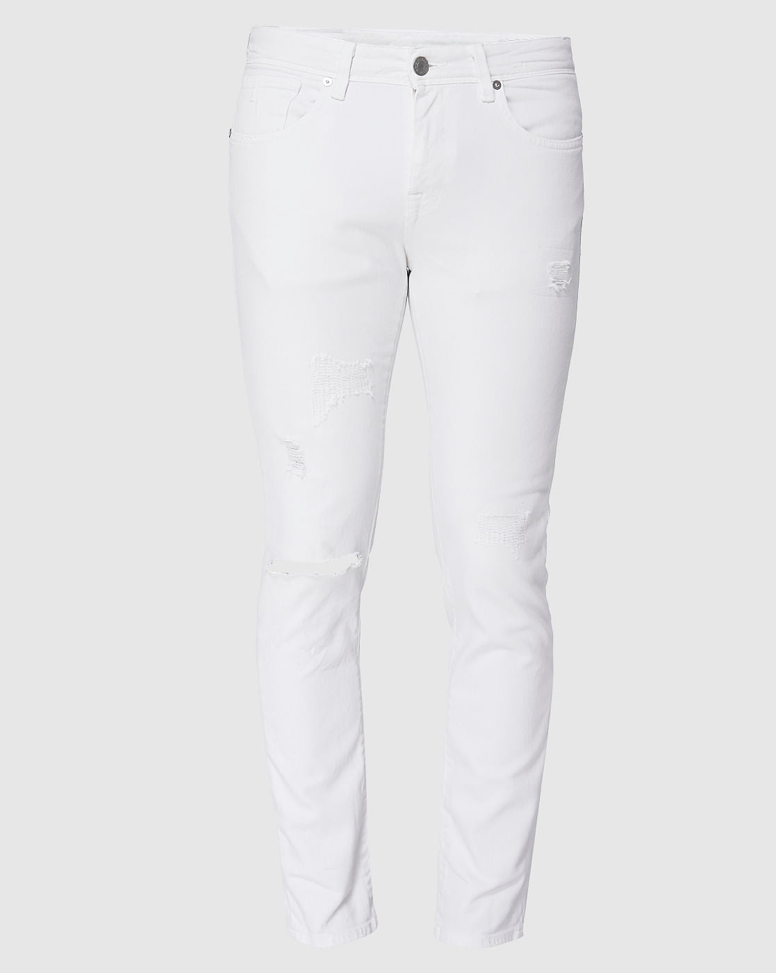 White Knee Ripped Leon Slim Fit Jeans