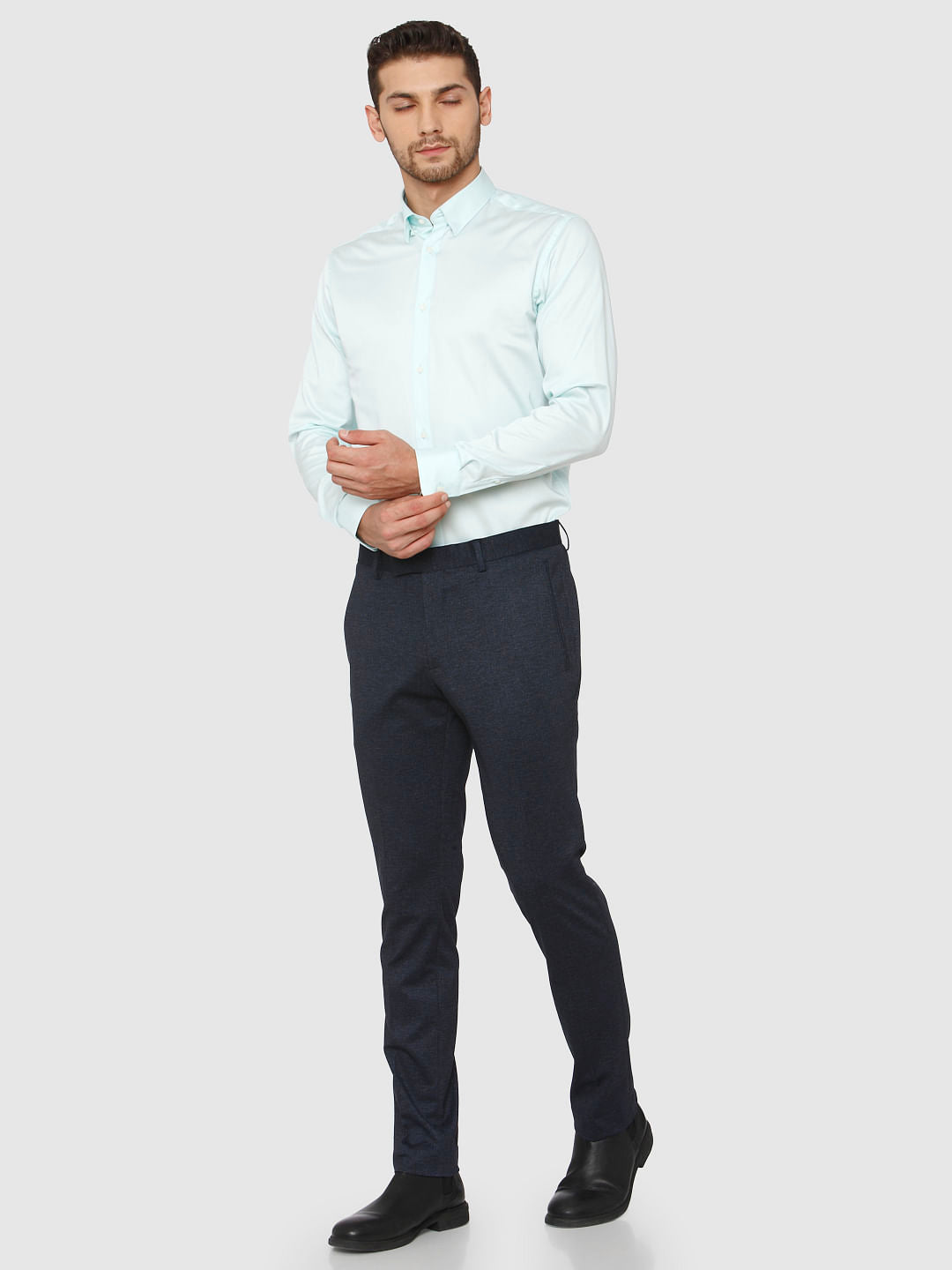 Navy Blue Formal Slim Fit Trousers