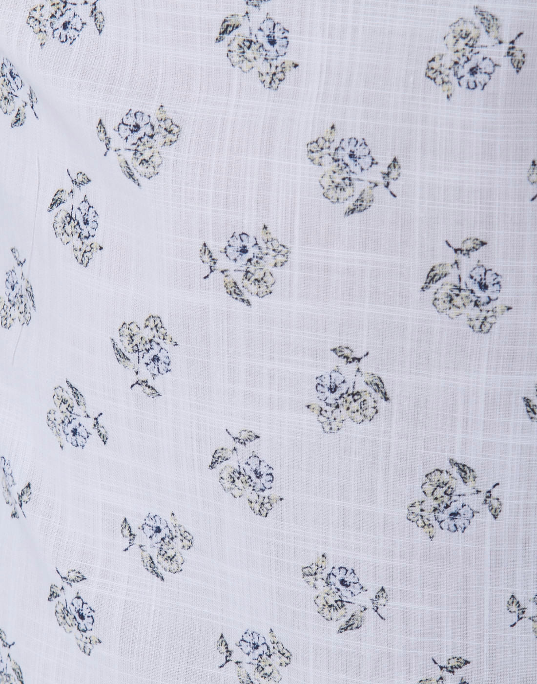 White Floral Print Full Sleeves Shirt