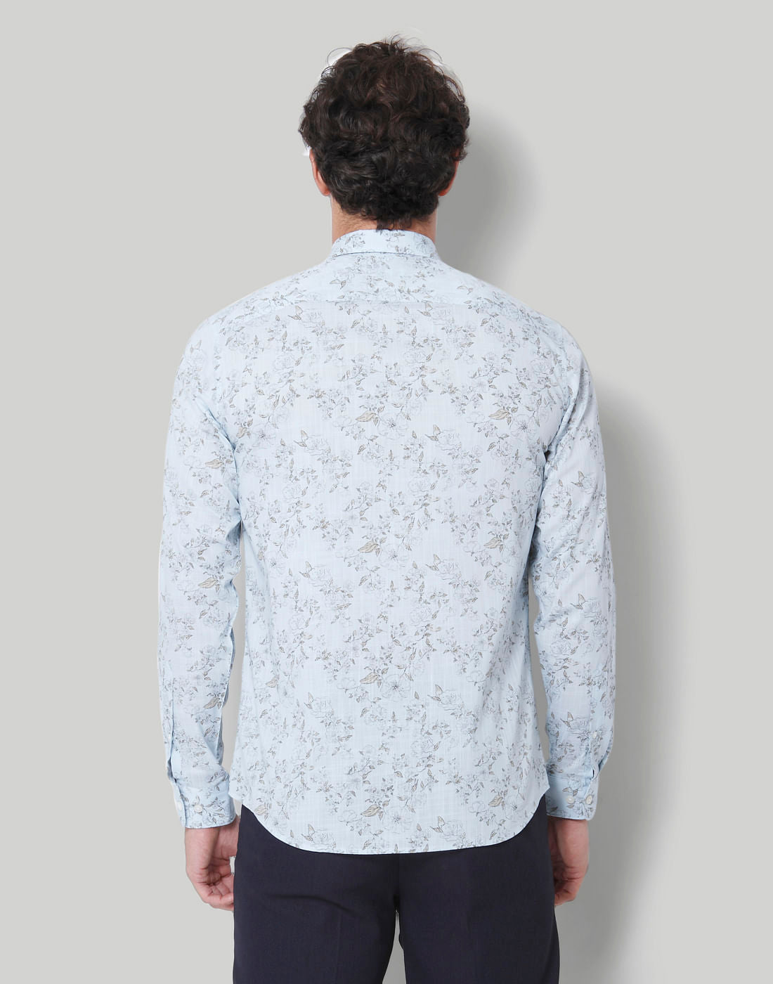 Blue Floral Print Full Sleeves Shirt
