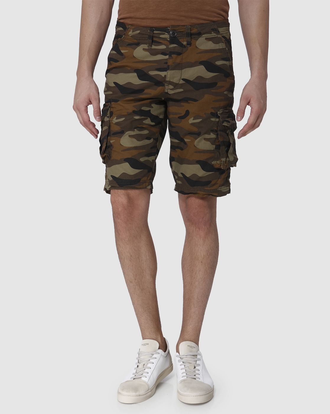 Brown Camo Cargo Shorts