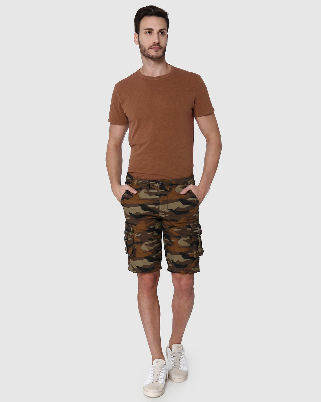 Brown Camo Cargo Shorts
