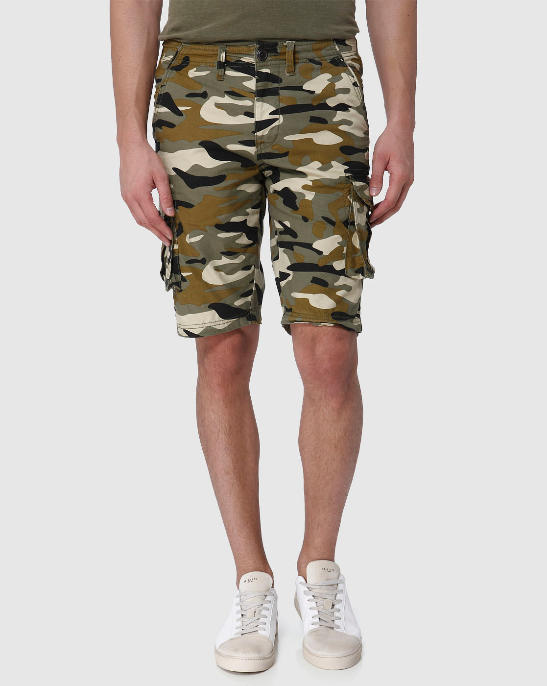 Green Camo Cargo Shorts