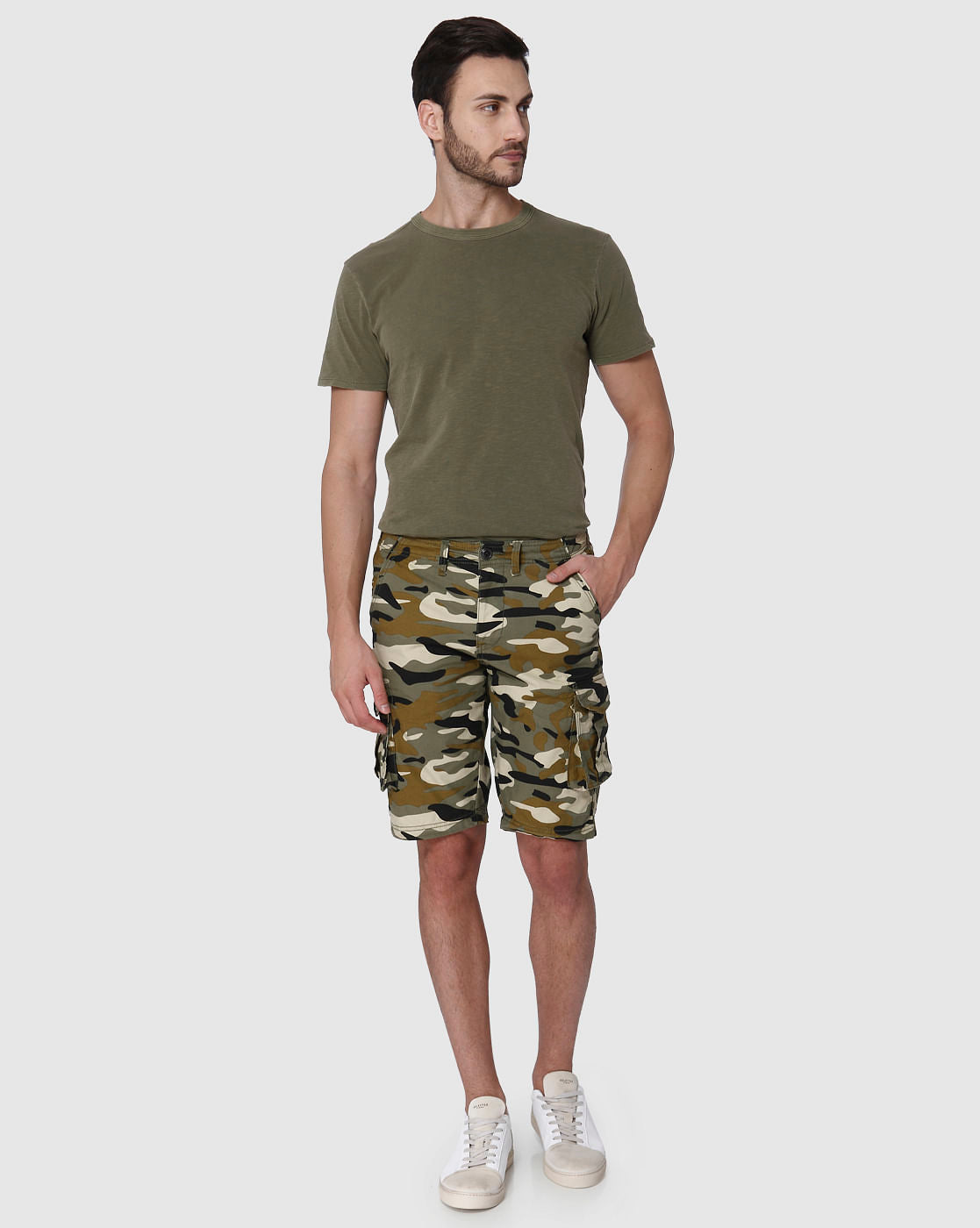 Green Camo Cargo Shorts