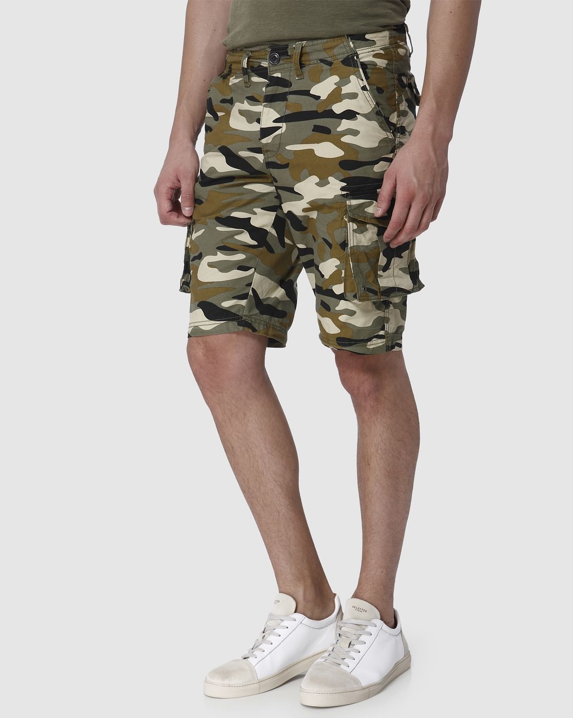 Green Camo Cargo Shorts