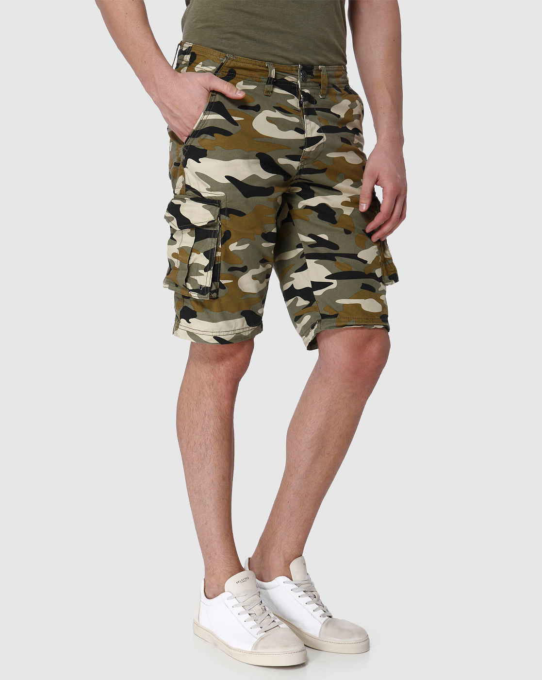 Green Camo Cargo Shorts