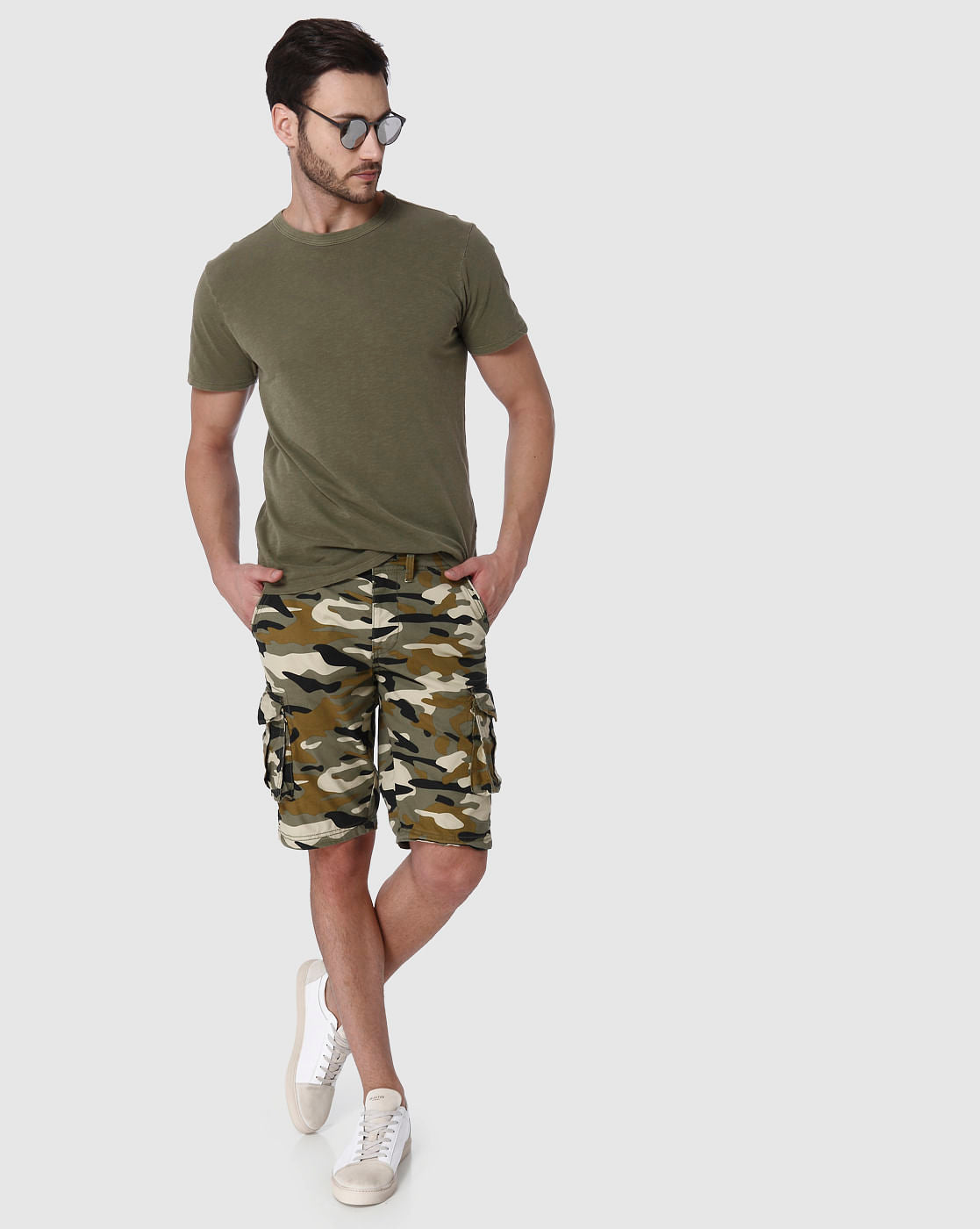 Green Camo Cargo Shorts