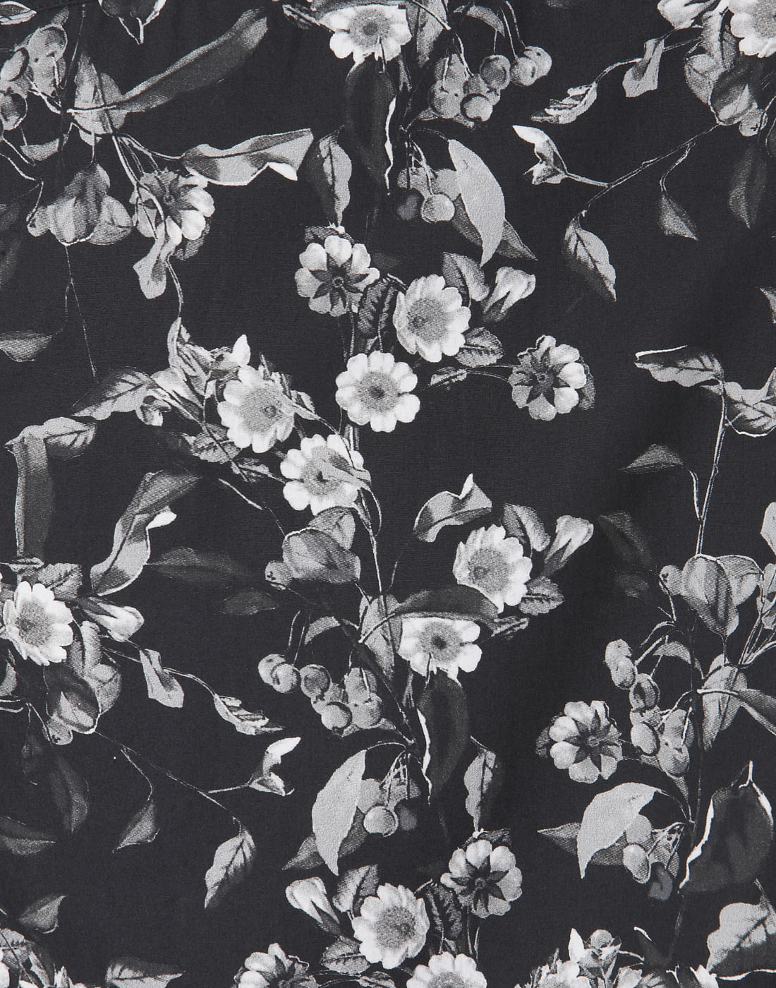 Black Floral Print Full Sleeves Shirt