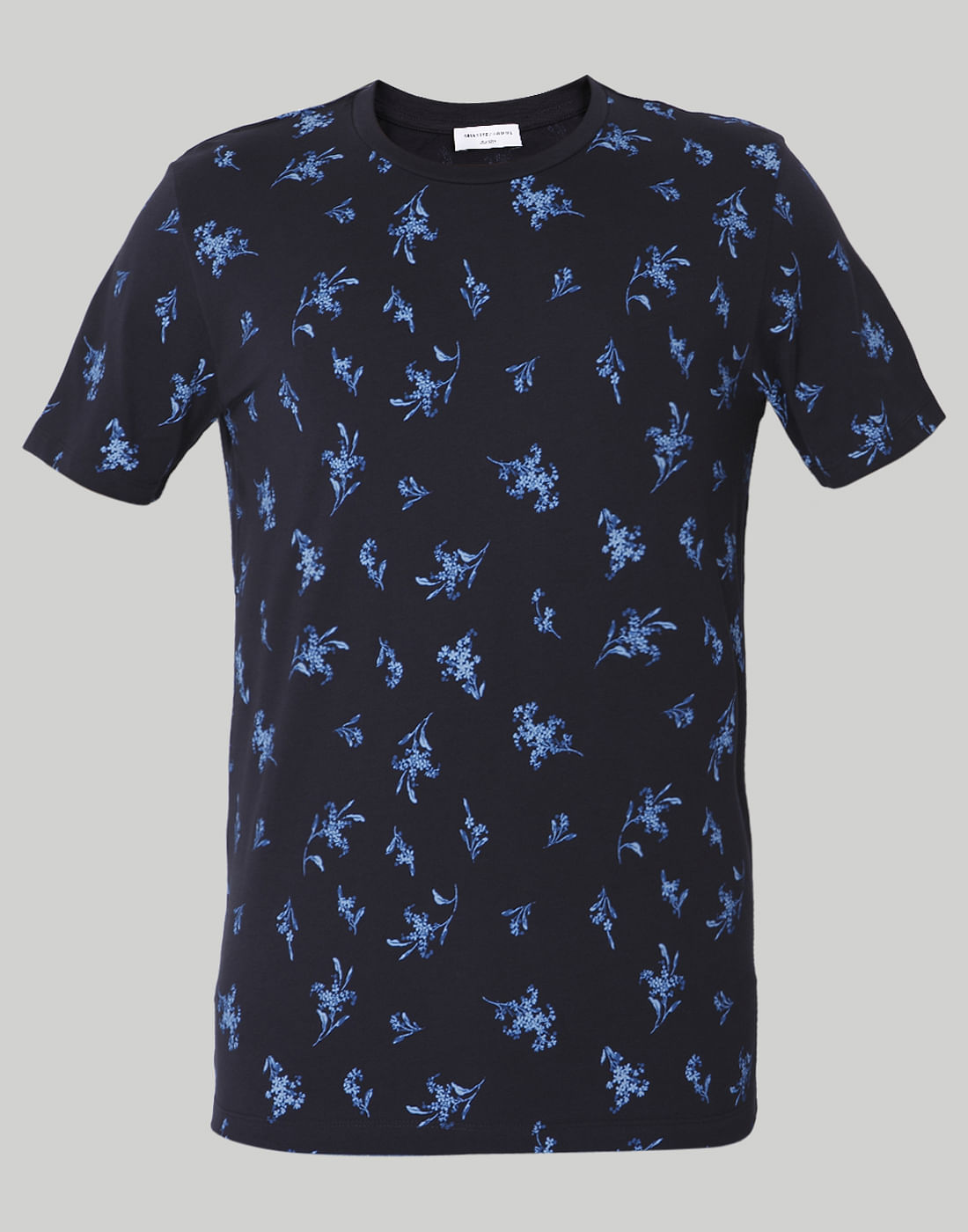 Black Floral Print Crew Neck T-Shirt
