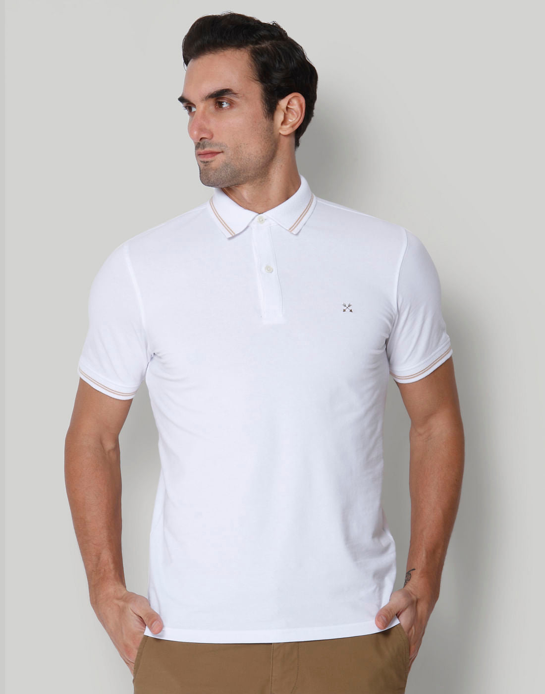 White Polo Neck T-Shirt
