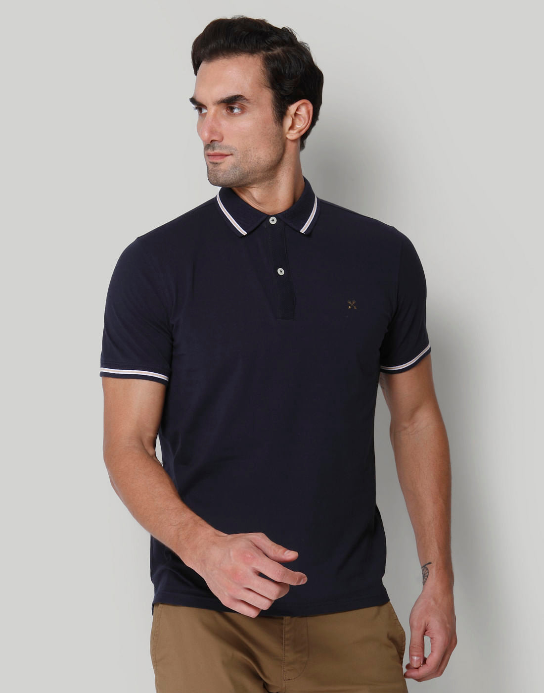 Blue Polo Neck T-Shirt