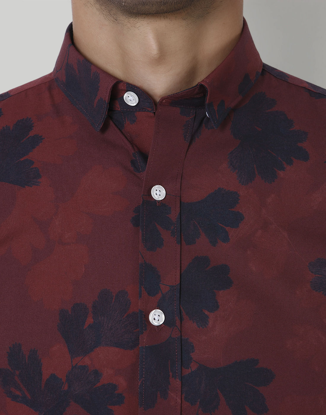 Red Floral Print Full Sleeves Shirt