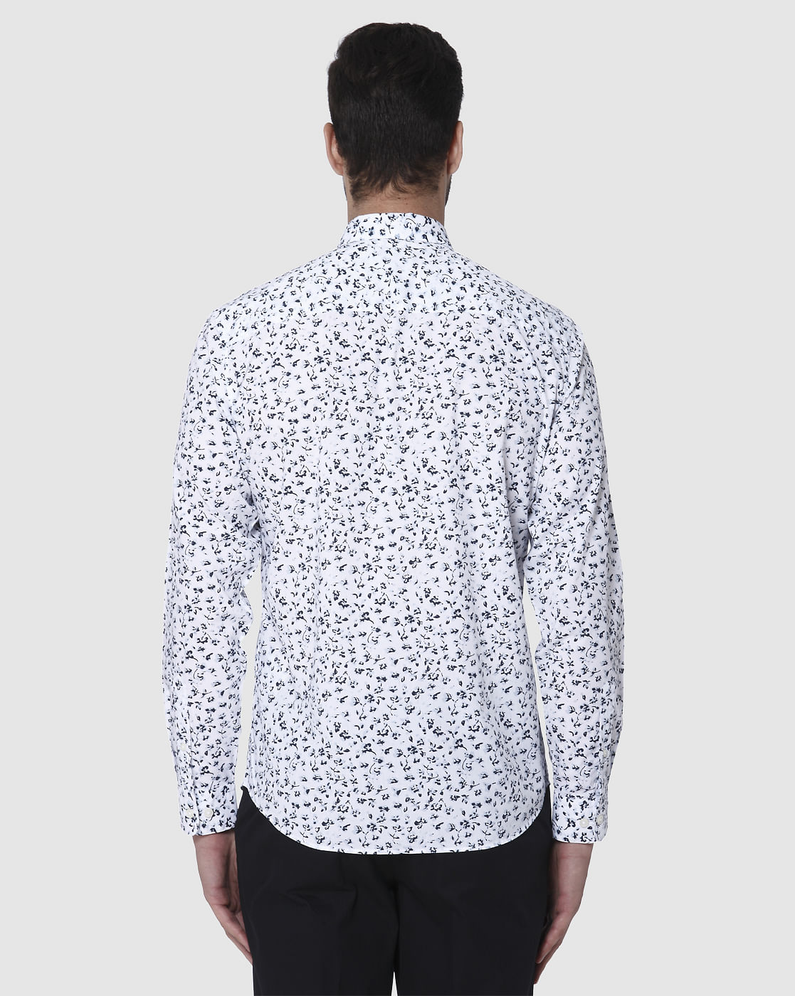 White Printed Full Sleeves Shirt