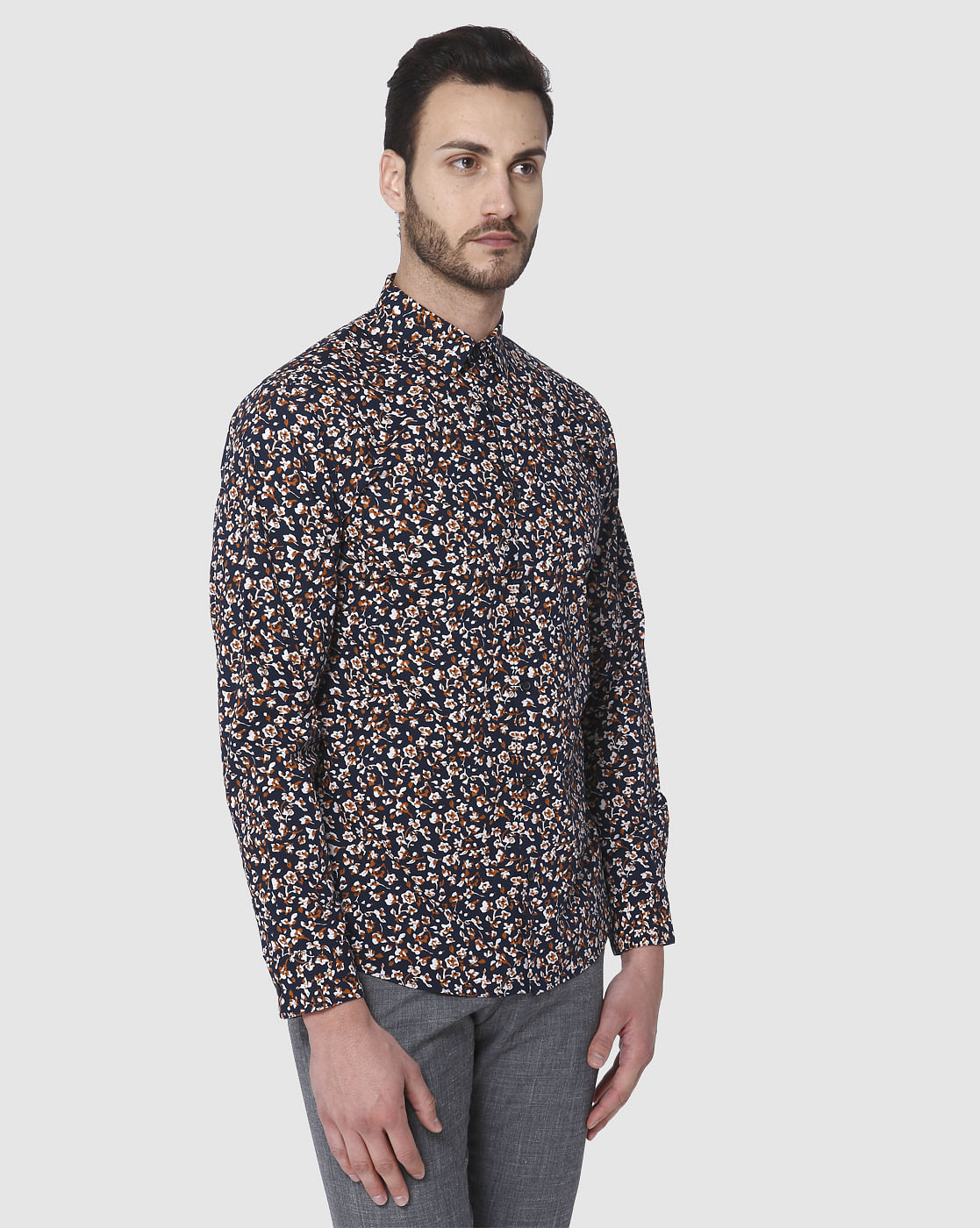 Blue Printed Full Sleeves Shirt