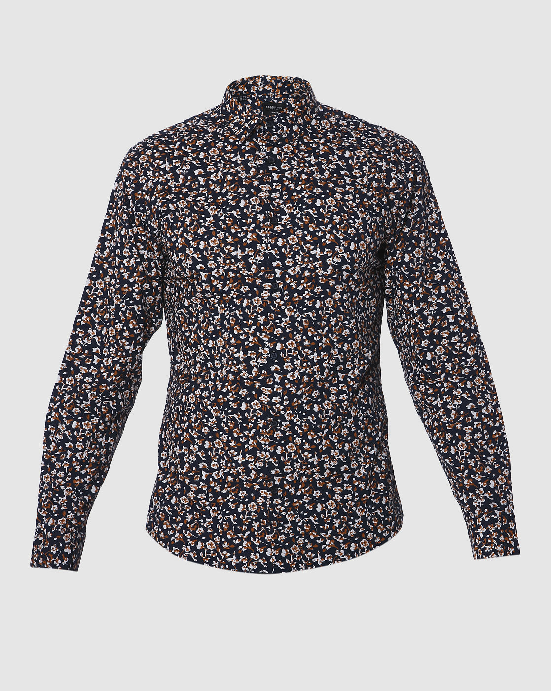 Blue Printed Full Sleeves Shirt
