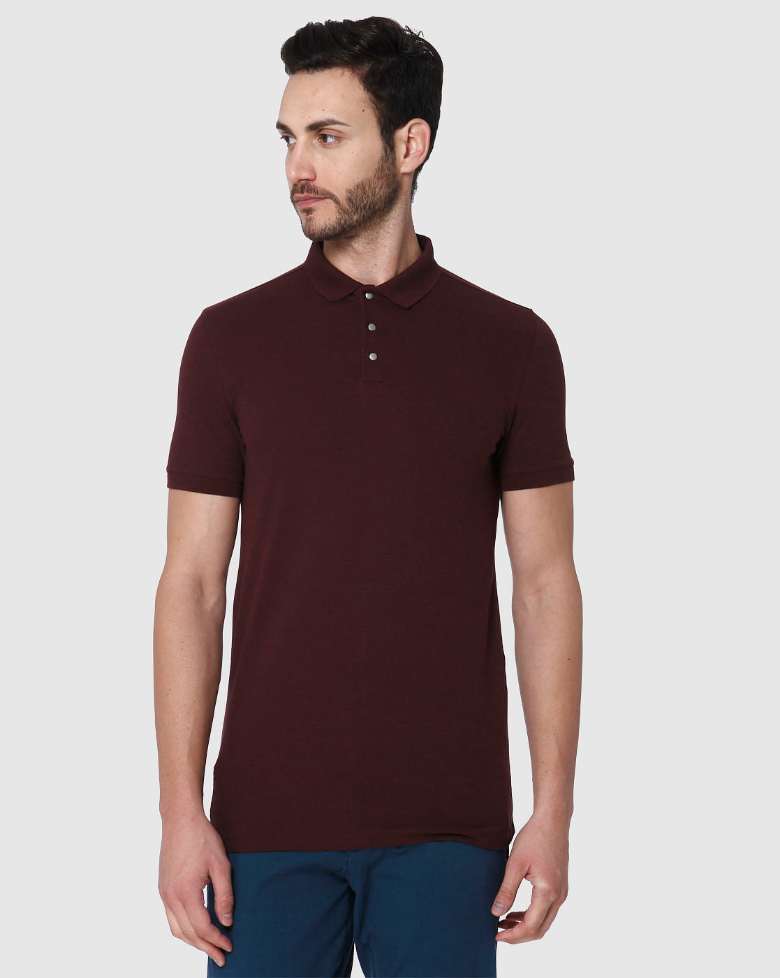 Burgundy Polo Neck T-Shirt
