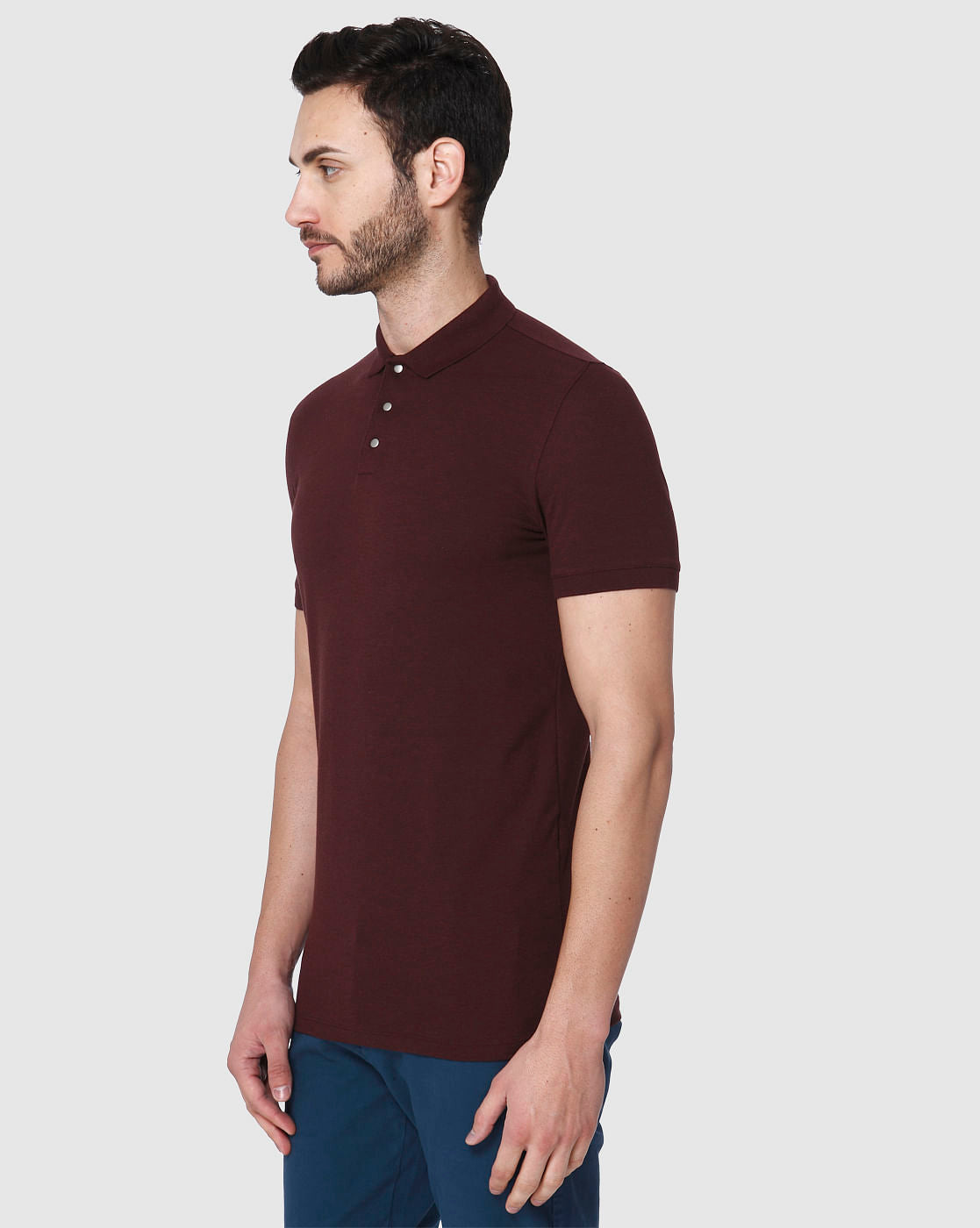 Burgundy Polo Neck T-Shirt