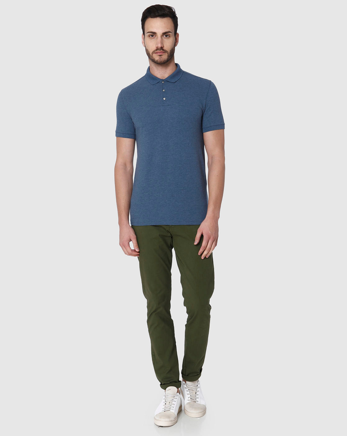Blue Polo Neck T-Shirt