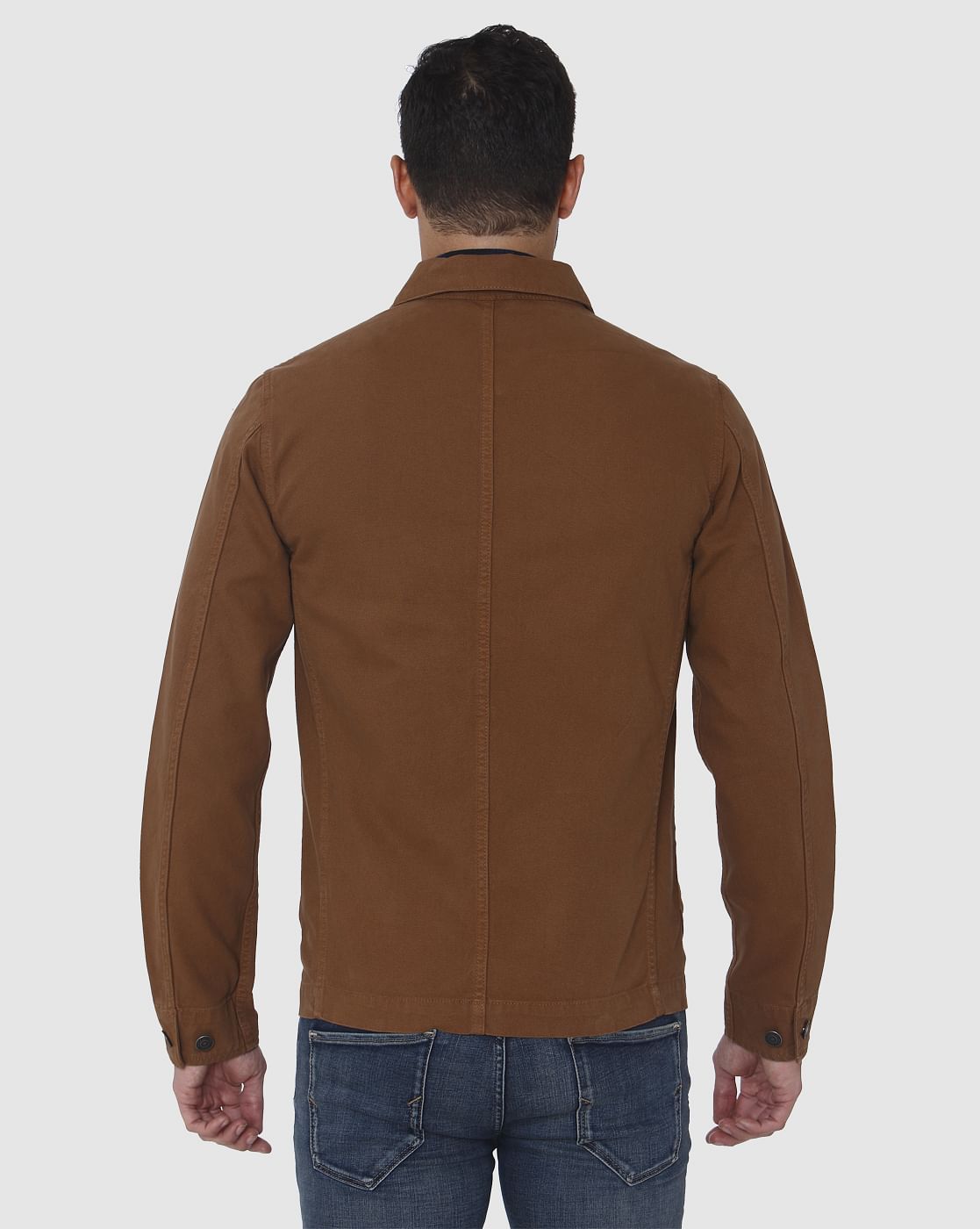 Brown Patch Pocket Casual Jacket