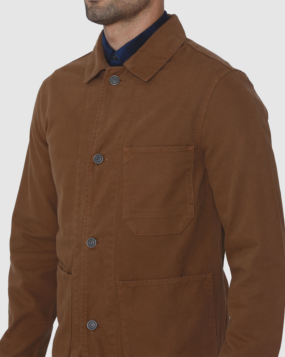 Brown Patch Pocket Casual Jacket
