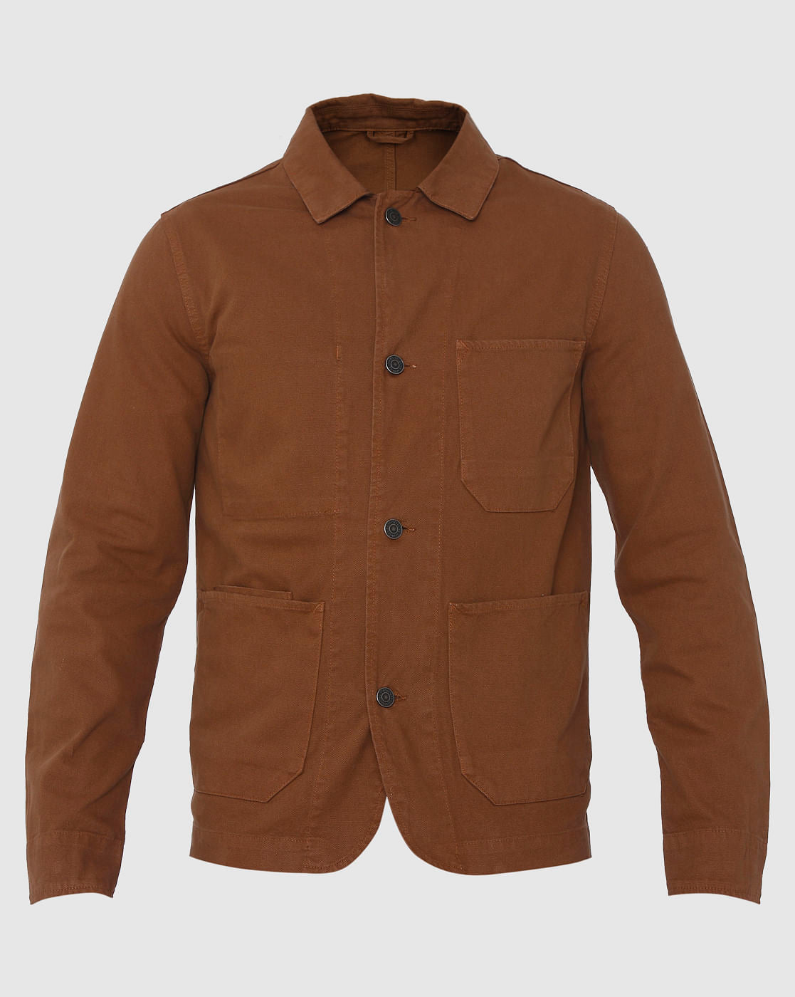 Brown Patch Pocket Casual Jacket