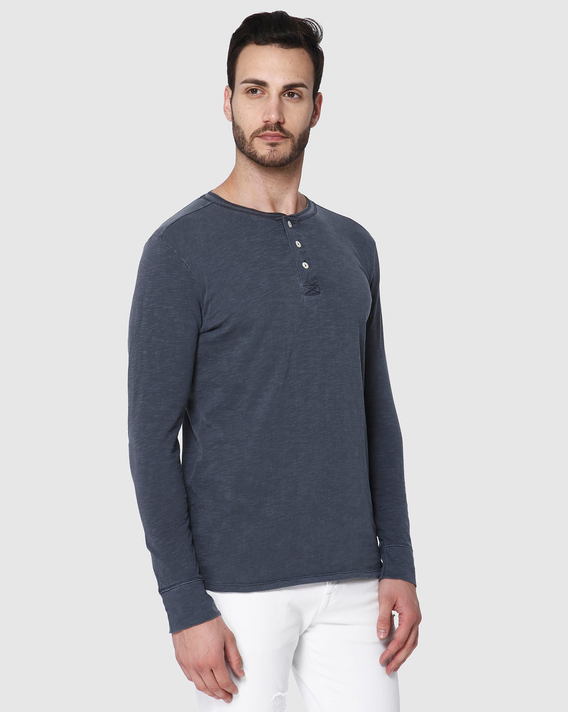 Blue Overdyed Henley T-Shirt