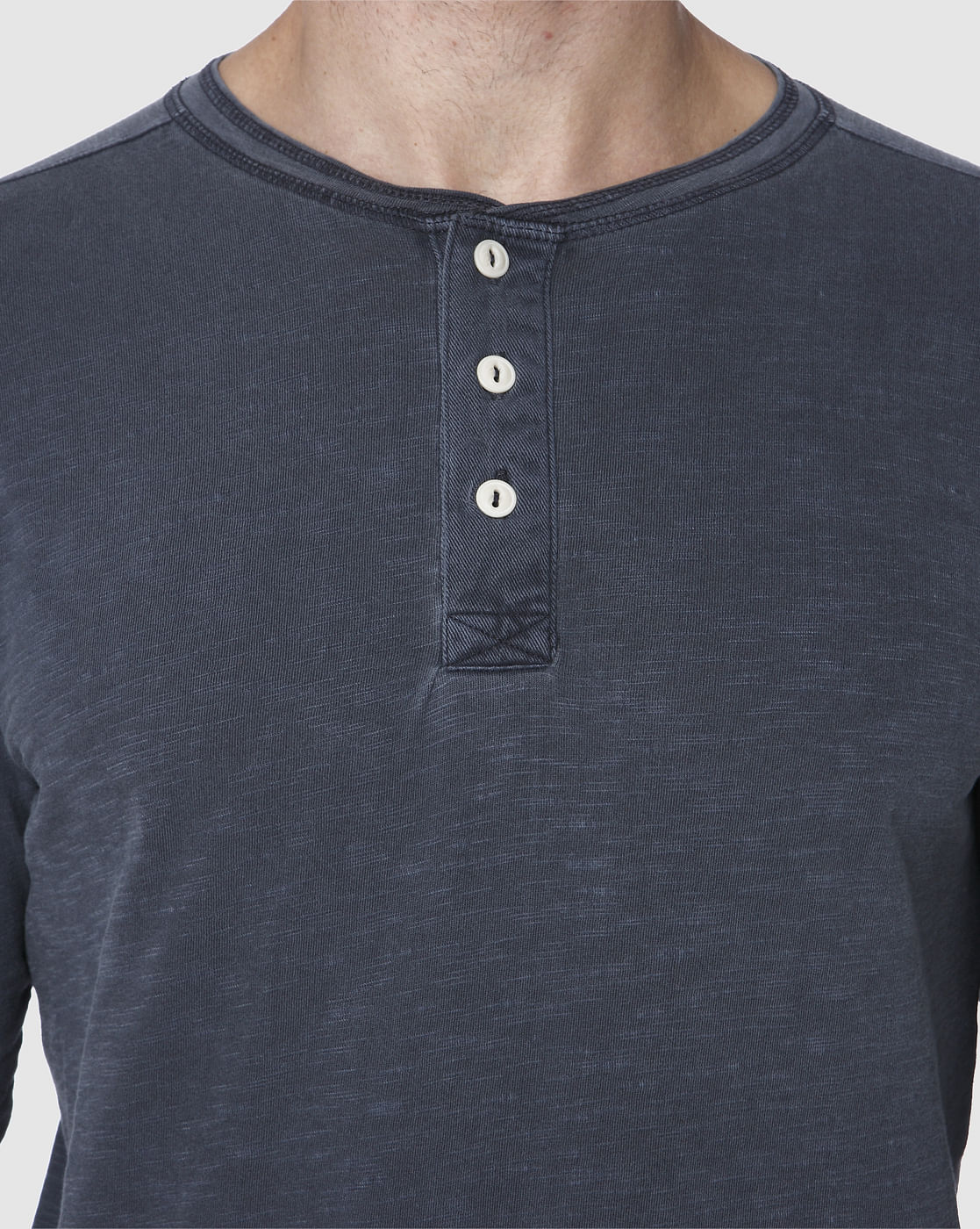 Blue Overdyed Henley T-Shirt