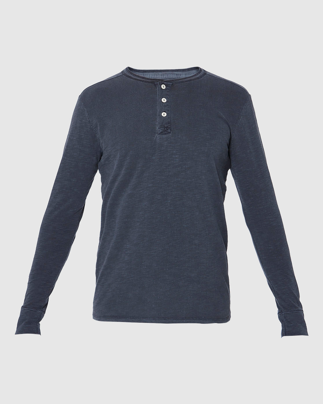 Blue Overdyed Henley T-Shirt