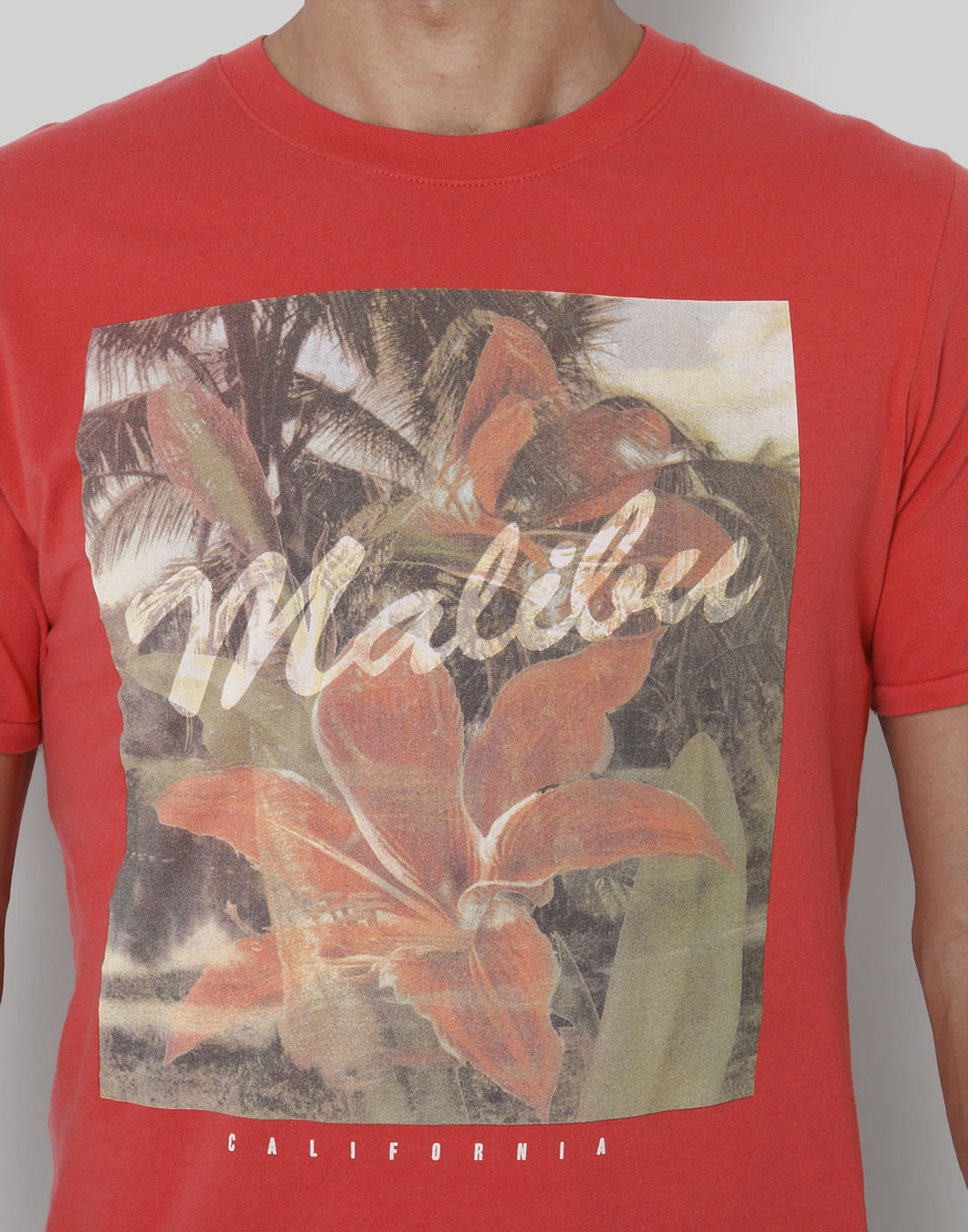 Red Printed Crew Neck T-Shirt