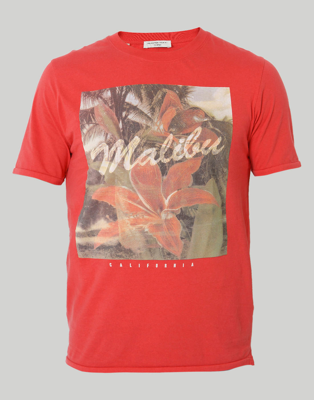Red Printed Crew Neck T-Shirt