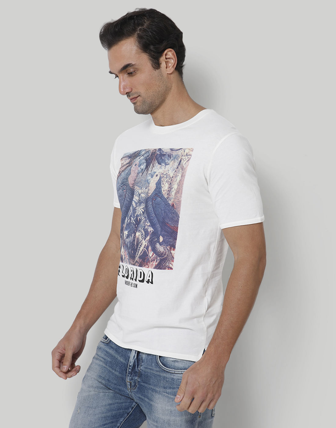 White Printed Crew Neck T-Shirt