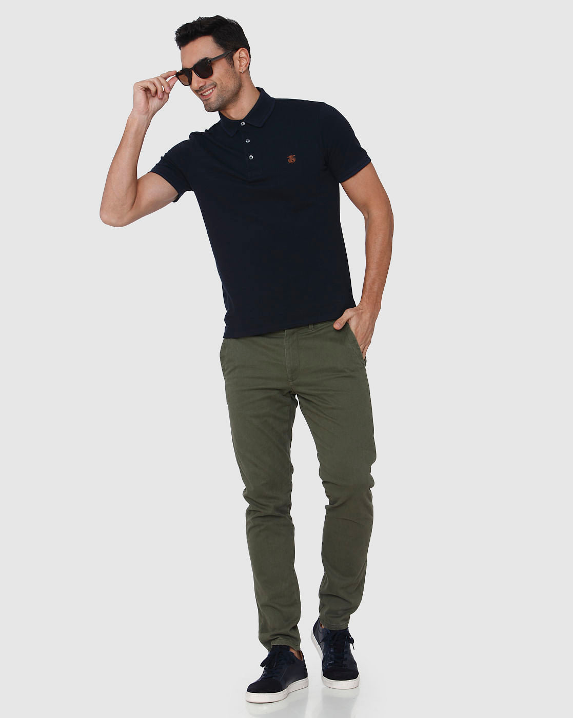 Dark Blue Slim Fit Polo Neck T-Shirt