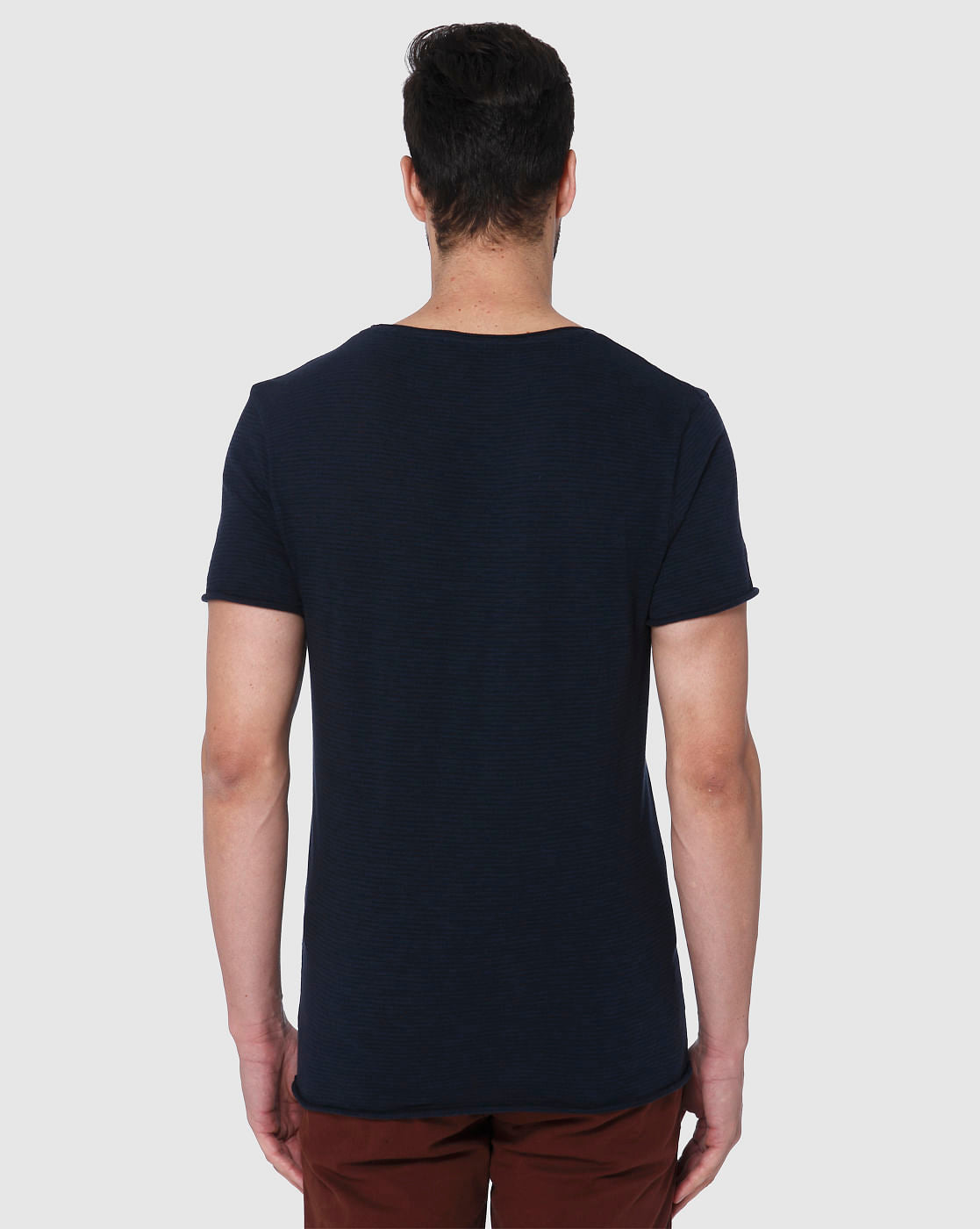 Blue Striped Crew Neck T-Shirt