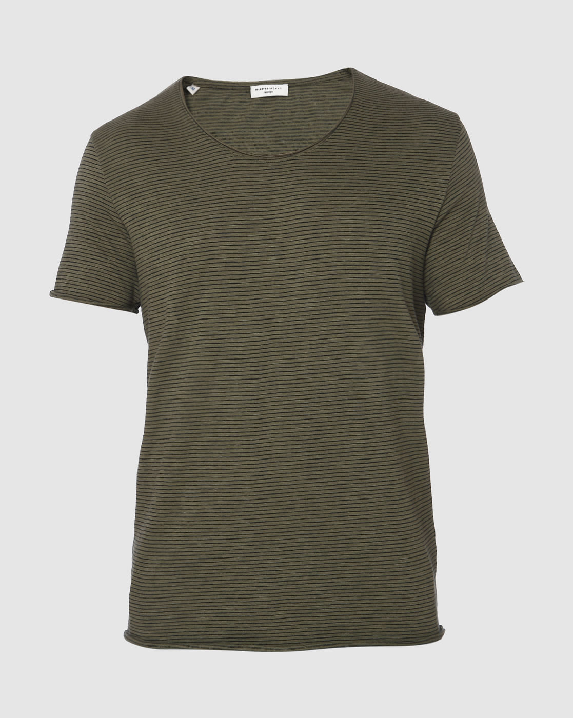 Green Striped Crew Neck T-Shirt