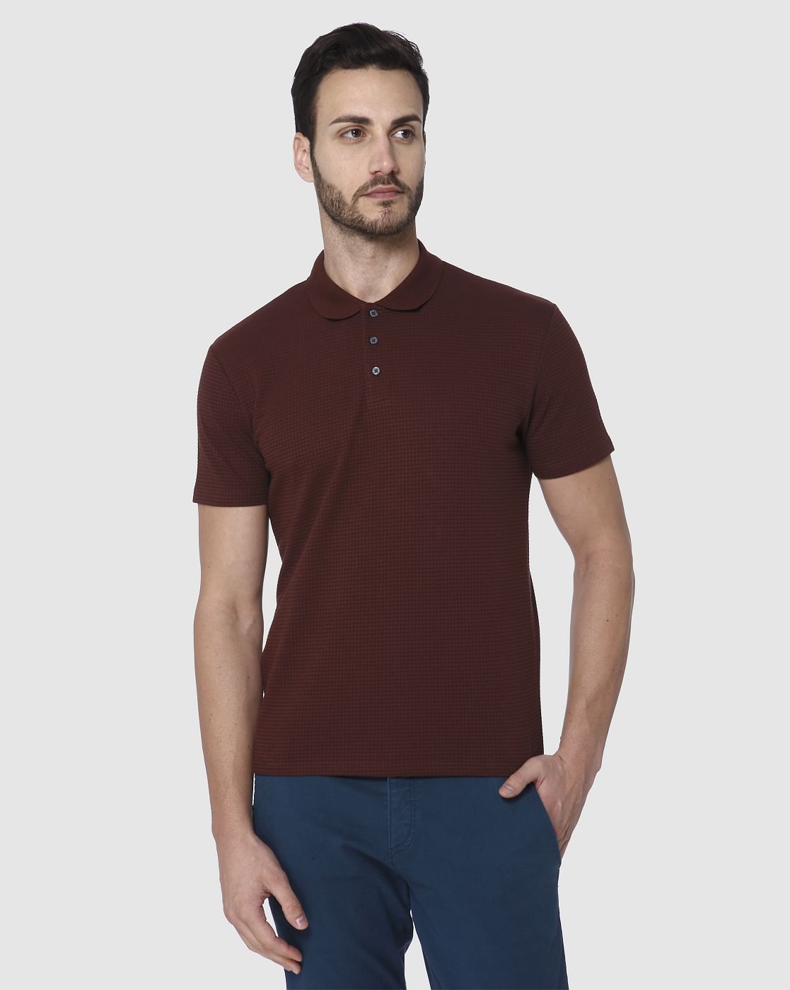 Burgundy Polo Neck T-Shirt