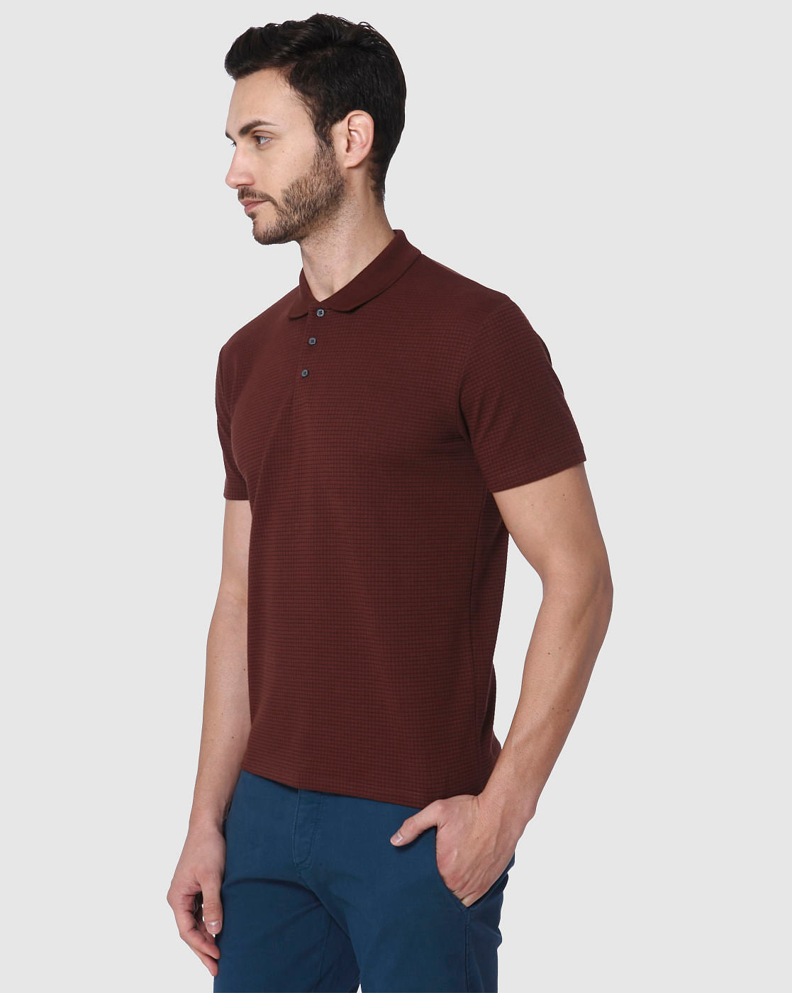 Burgundy Polo Neck T-Shirt