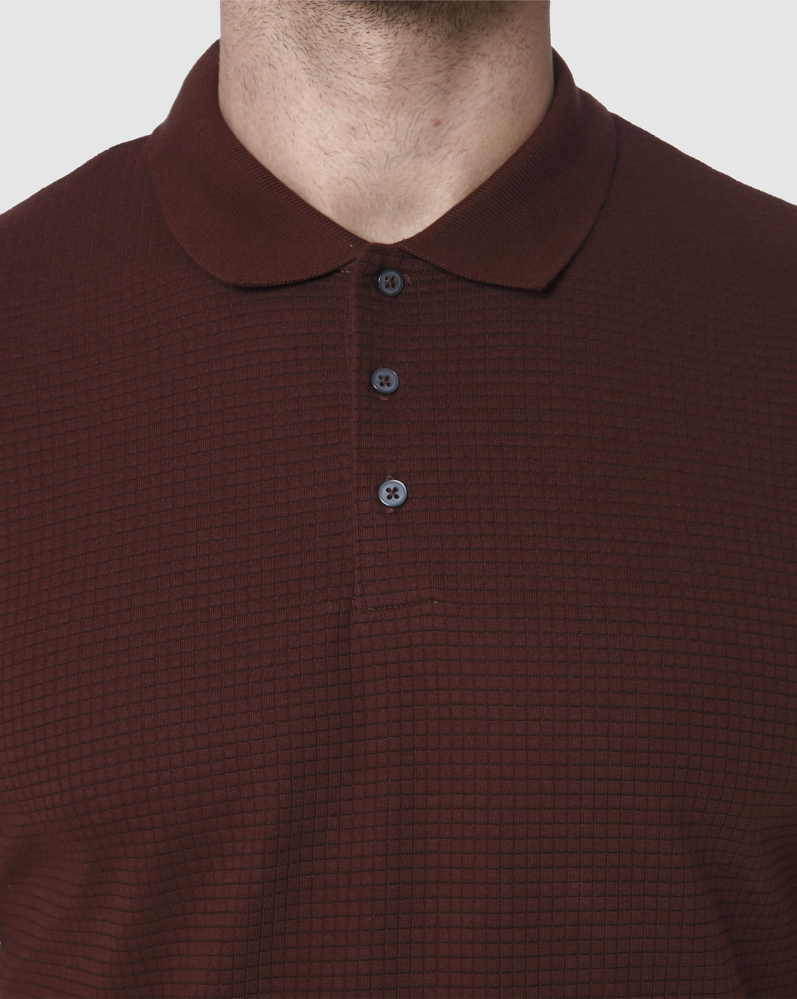 Burgundy Polo Neck T-Shirt