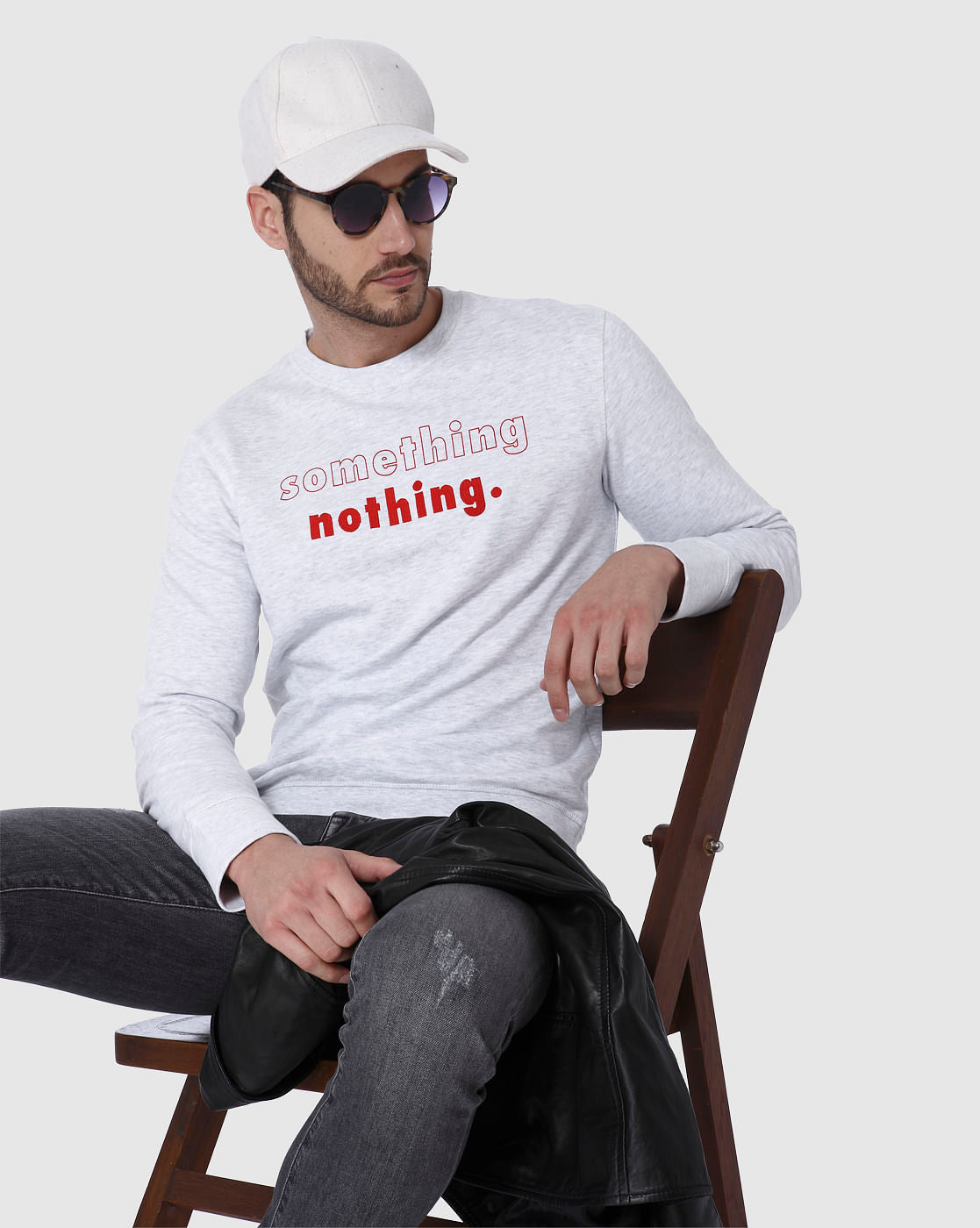 Light Grey Text Print Sweatshirt