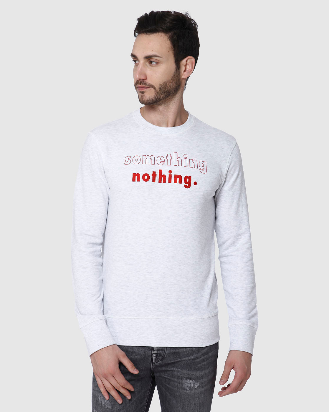 Light Grey Text Print Sweatshirt