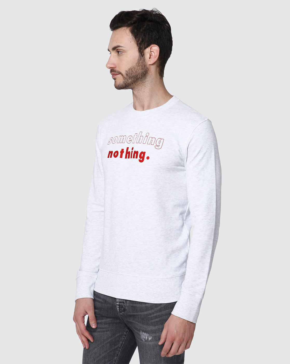 Light Grey Text Print Sweatshirt