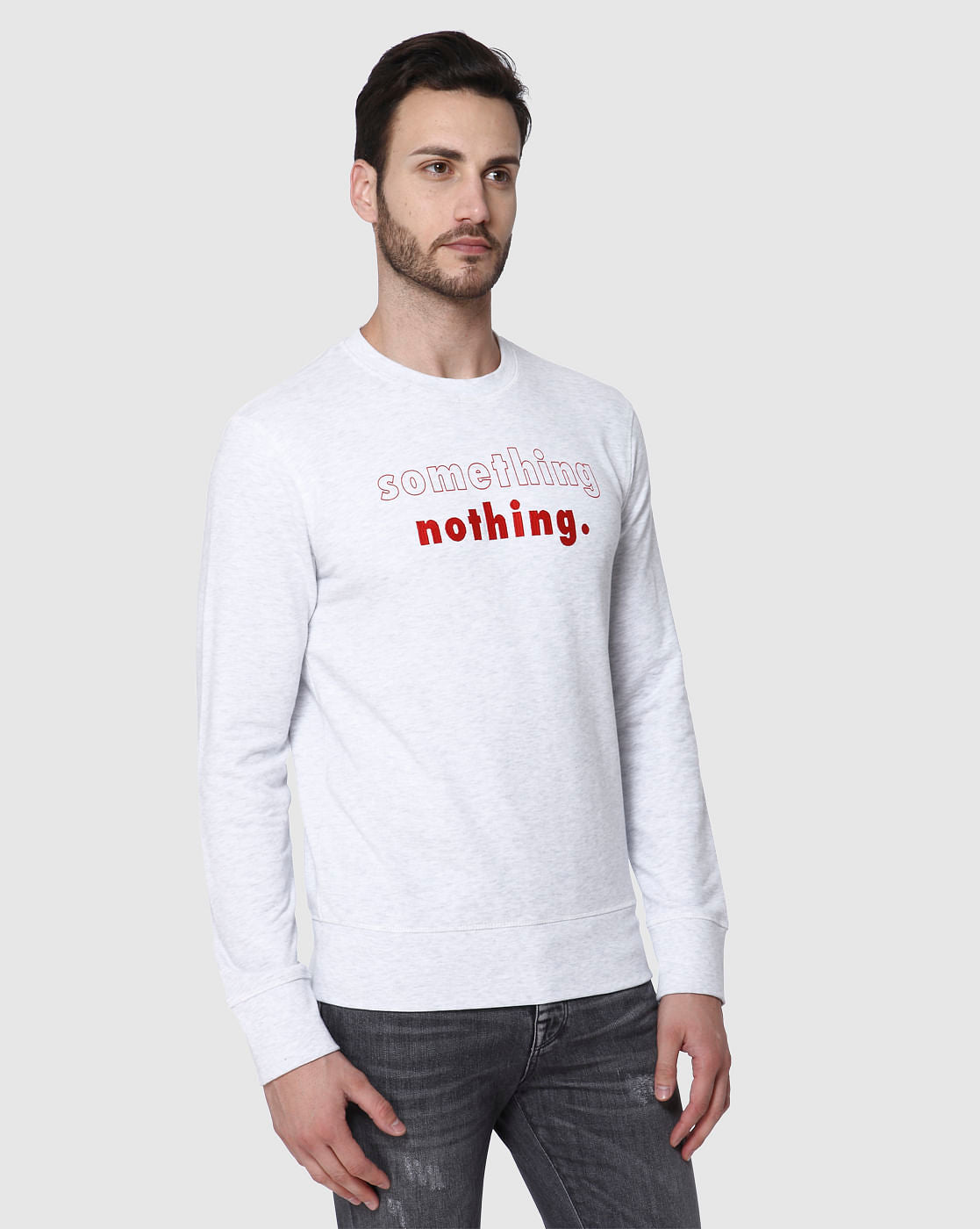 Light Grey Text Print Sweatshirt