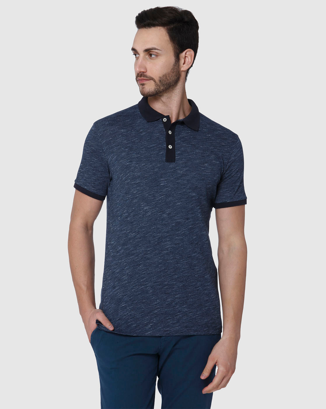 Navy Blue Polo Neck T-Shirt