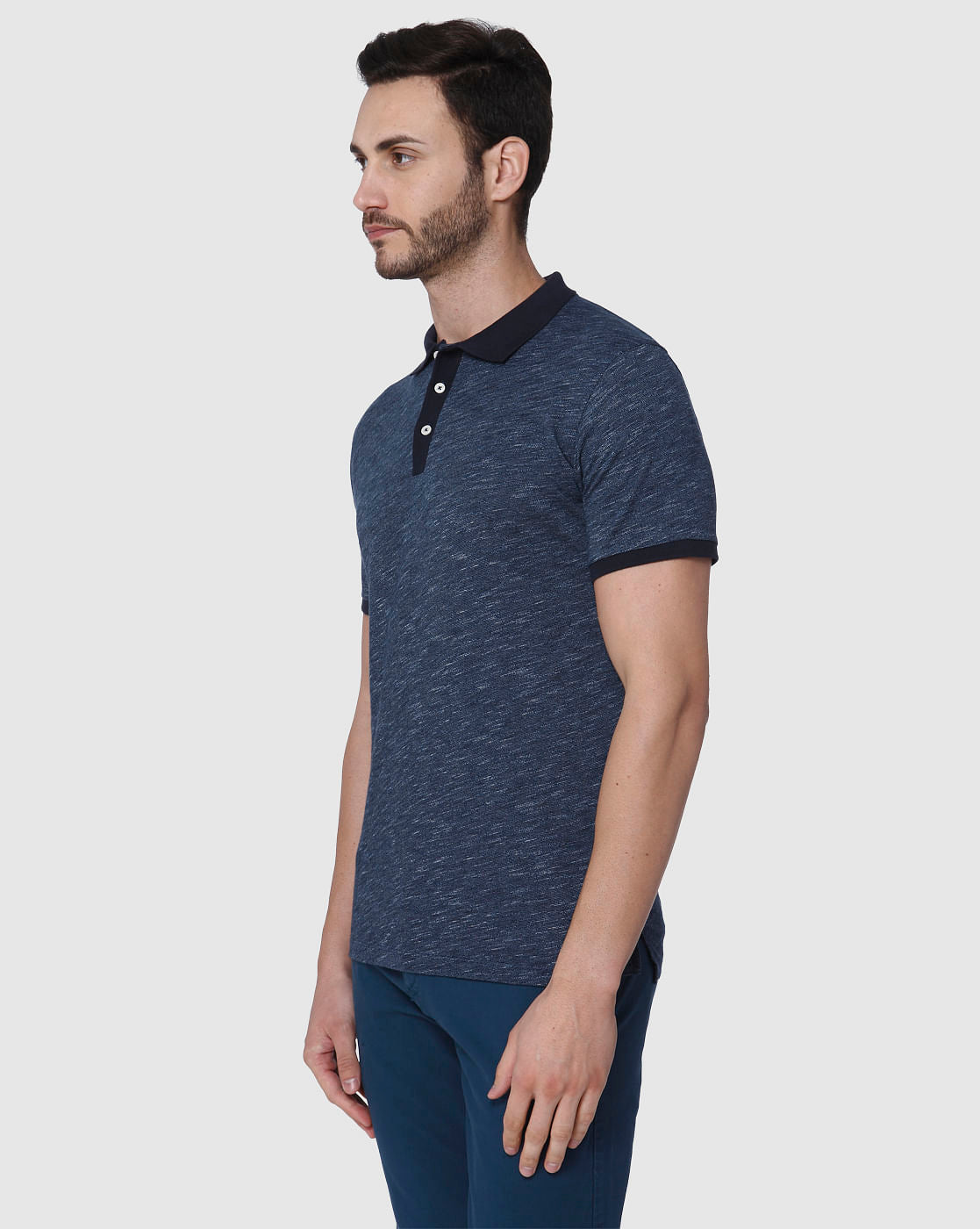 Navy Blue Polo Neck T-Shirt