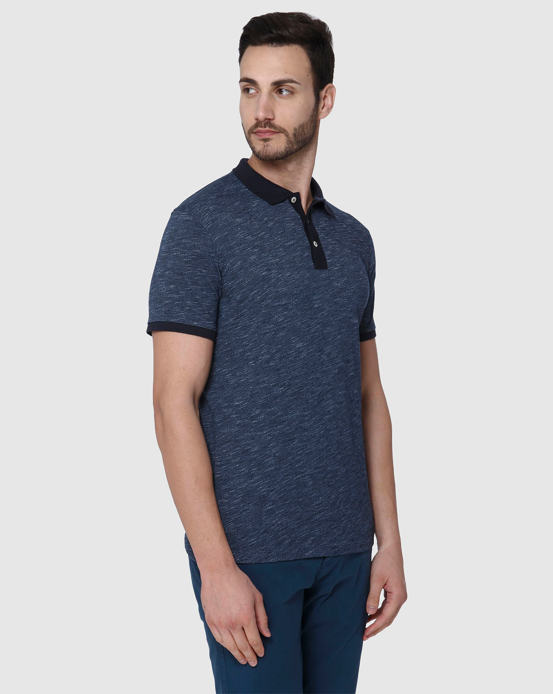 Navy Blue Polo Neck T-Shirt