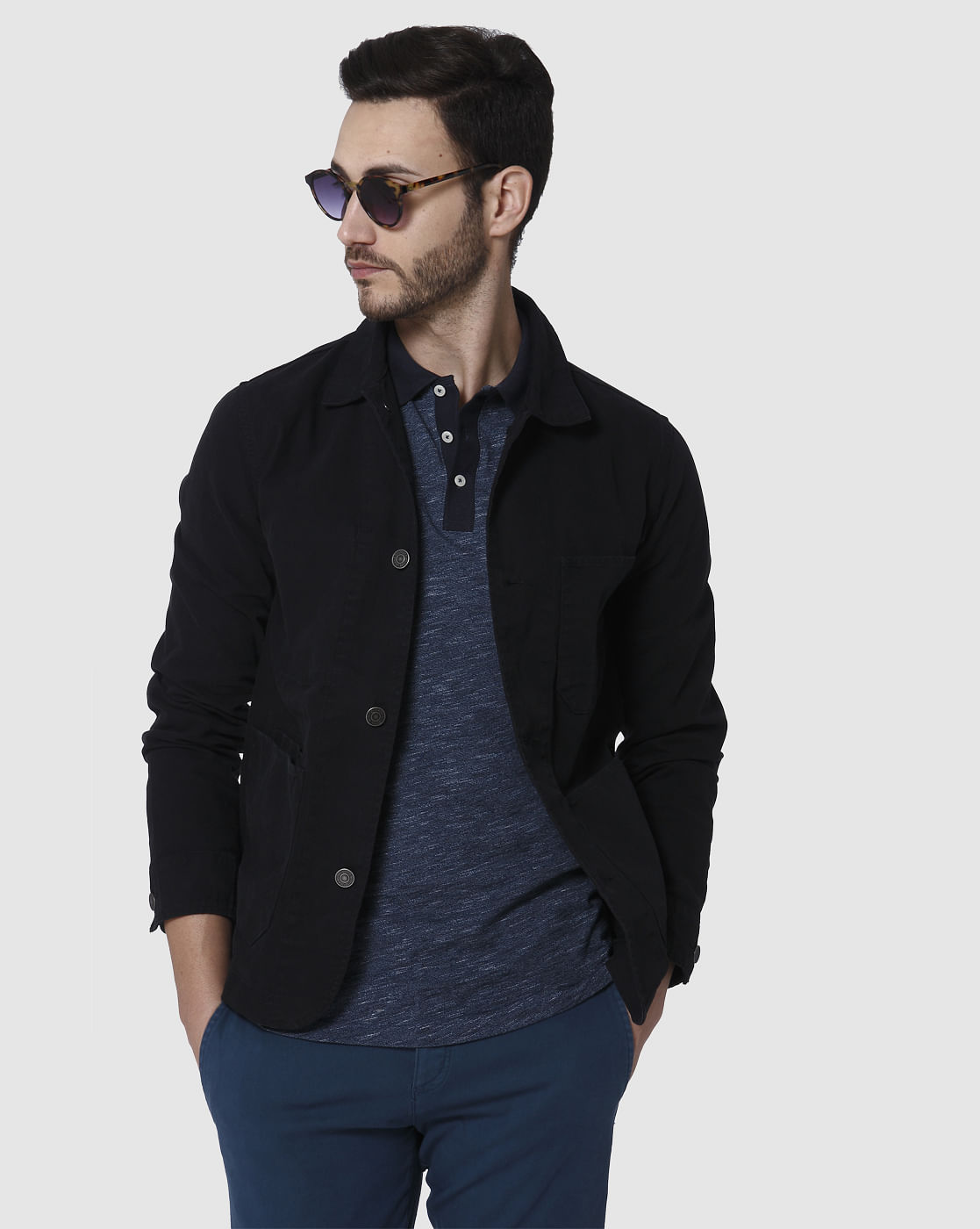 Navy Blue Polo Neck T-Shirt