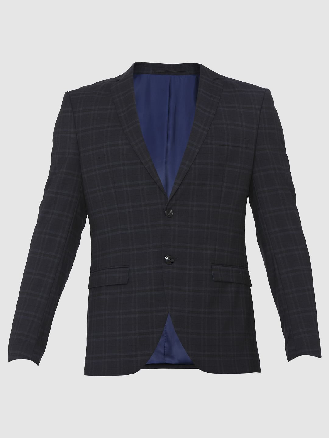 Navy Blue Check Formal Blazer