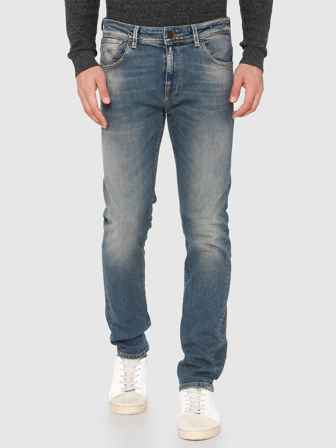 Light Blue Faded Leon Slim Fit Jeans