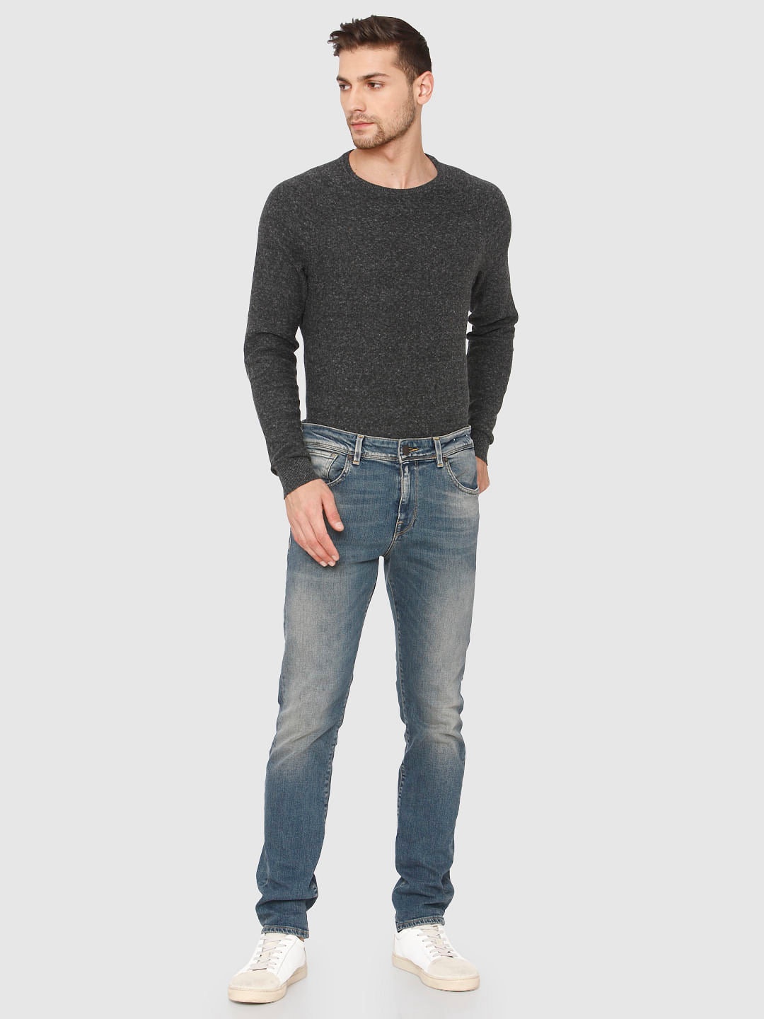Light Blue Faded Leon Slim Fit Jeans
