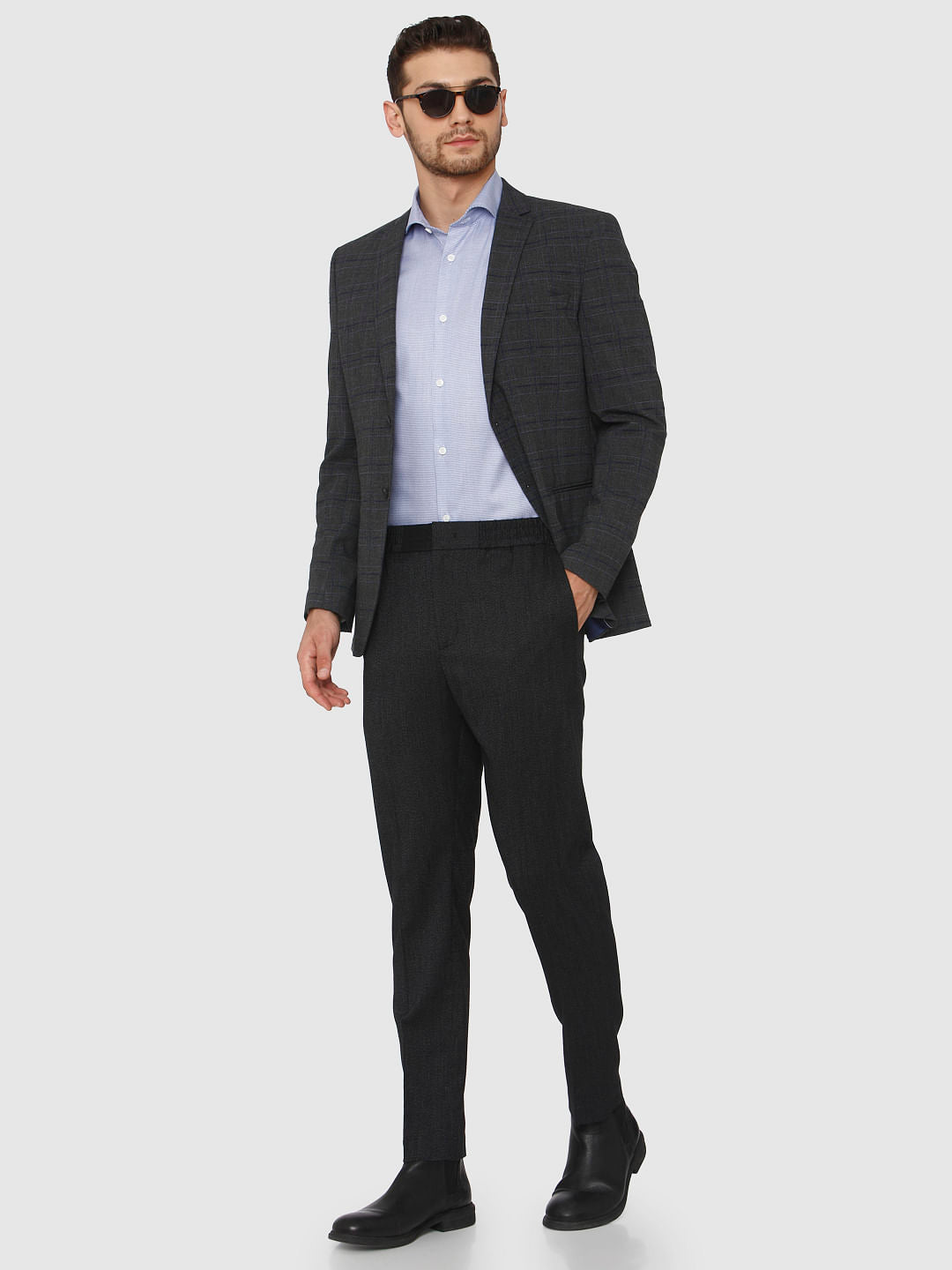 Grey Check Slim Fit Blazer