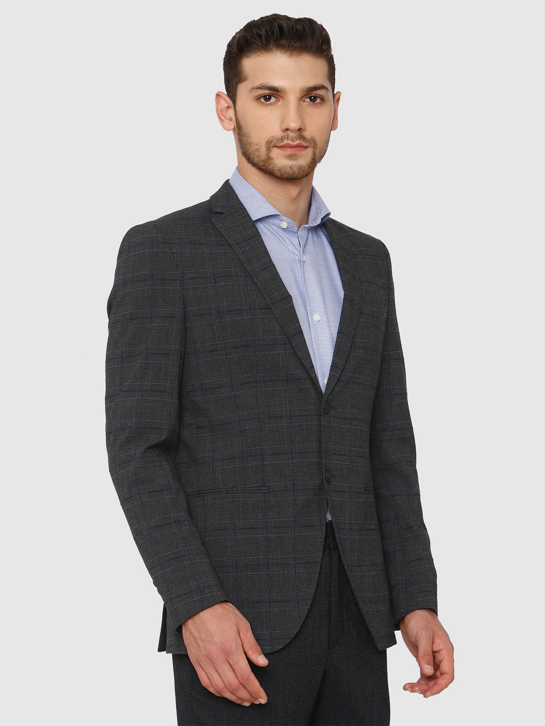 Grey Check Slim Fit Blazer